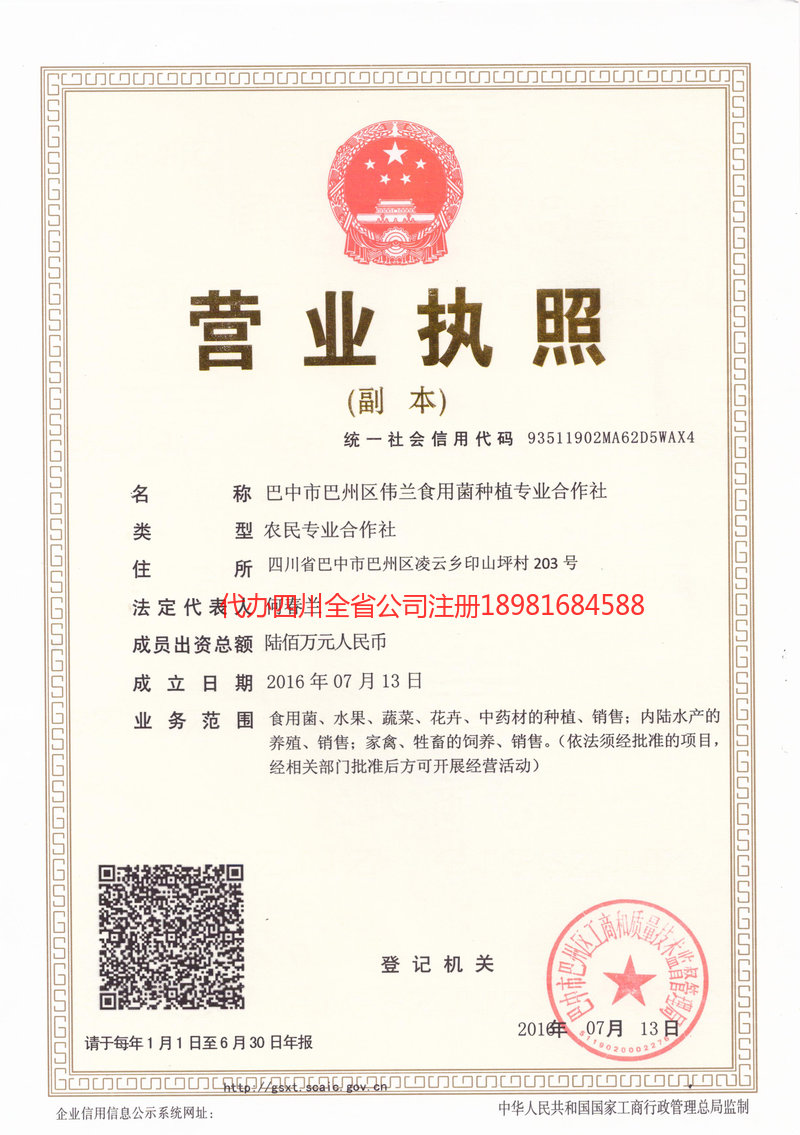 乌兰察布乌兰察布伟兰食用菌种植专业合作社